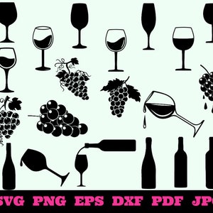 Wine SVG - Alcohol Svg - Wine Silhouette - Wine bottle SVG Cut Files - Wine Bundle SVG- Wine Clipart- Wine Cut File- Wine Vector