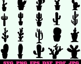 Cactus SVG - Cactus Silhouette - SVG Cut Files - Cactus Bundle SVG - Cactus Clipart - Cactus Cut File - Cactus Vector - Instant Download