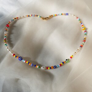 Colorful Beaded Necklace - Mismatched Pearls for Man or woman