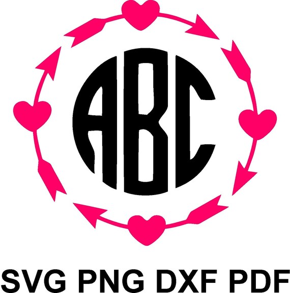 Download Arrow Through Heart Monogram Frame Svg Valentines Cutting Etsy