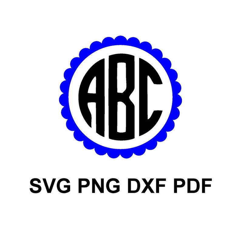 Scalloped Monogram Frame Svg Circle Monogram Frame Cutting Files Commercial Use Round Frame Cricut Silhouette SVG PNG DXF Pdf