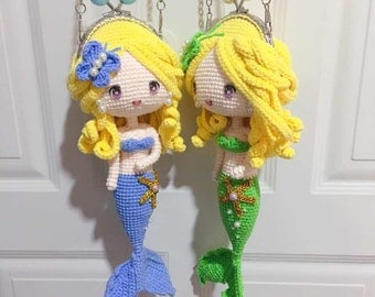 Crochet Mermaid Doll Purse Pattern Instant Download PDF Tutorial Stuffed and Soft Plush Toy Doll /Amigurumi Mermaid Doll Pattern