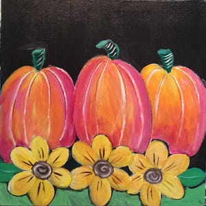 Whimsical Pumpkin Patch Original Acrylic Painting