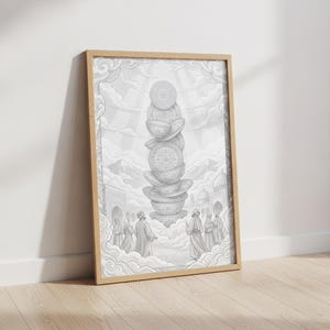 Rishtan Ceramic Art Print, Uzbekistan Blue Pottery Poster, Ukiyo-e Style Asian Wall Decor, Uzbek Traditional Plate Illustration