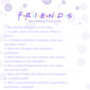 Friends Bridal Shower Trivia