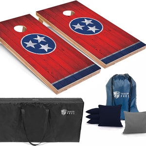 Tailgating Pros 4&#39;x2&#39; Tennessee Flag Cornhole Boards w/ Carrying Case & set of 8 Bags! LED Light Options!