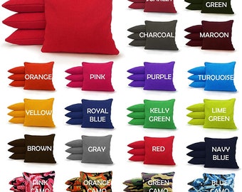 8 All Weather Regulation Corn Hole Bags with TOTE- 25 Colors -High Quality - Resin Filled