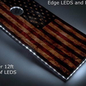 Tailgating Pros 4&#39;x2&#39; Regulation Flag Series Cornhole Boards w/ Carrying Case & set of 8 Bags. LED Light Variations Available!