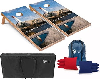 Tailgating Pros 4'x2' Lighthouse Cornhole Boards w/ Carrying Case, optional Light Package and set of 8 Bags!