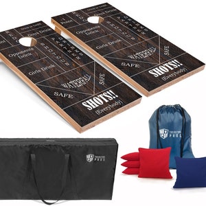 Tailgating Pros 4&#39;x2&#39; Drinking Game Cornhole Boards w/ Carrying Case, optional Light Package and set of 8 Bags!