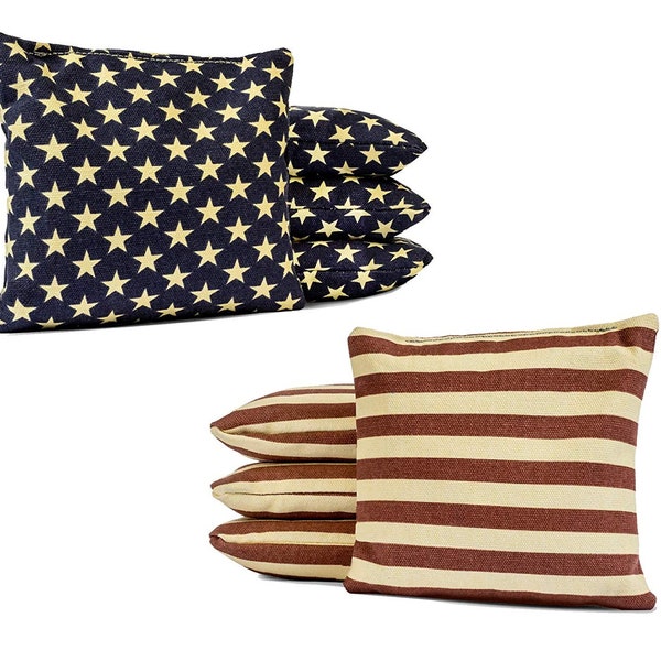 Stars and Stripes Distressed - 8 Regulation Corn Hole Bags!  High Quality!
