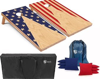 Tailgating Pros 4'x2' Star/Stripe Pyramid Cornhole Boards w/ Carrying Case, optional Light Package and set of 8 Bags!