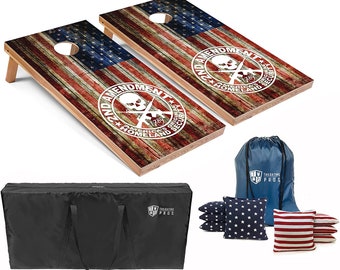 Tailgating Pros 4'x2' 2nd Amendment US Flag Cornhole Boards w/ Carrying Case, optional Light Package and set of 8 Bags!