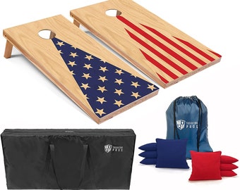 Tailgating Pros 4'x2' Inverted Star/Stripe Pyramid Cornhole Boards w/ Carrying Case, optional Light Package and set of 8 Bags!