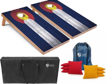 Tailgating Pros 4'x2' Colorado Flag Cornhole Boards w/ Carrying Case & set of 8 Bags! LED Light Options!