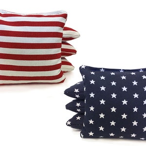 Stars and Stripes - 8 Regulation Corn Hole Bags! American Flag Bag! High Quality