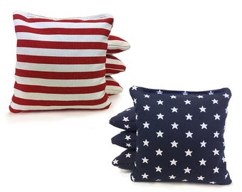 Stars and Stripes - 8 Regulation Corn Hole Bags! American Flag Bag! High Quality