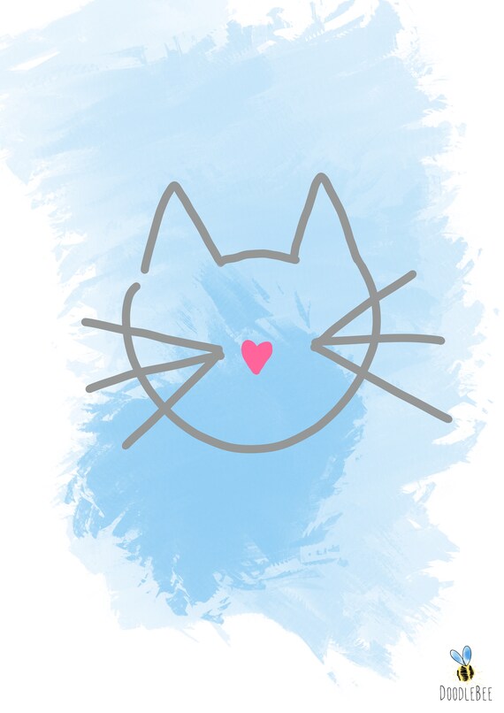 Simple Cat Illustration Print Etsy Simple Cat Illustration Print Etsy