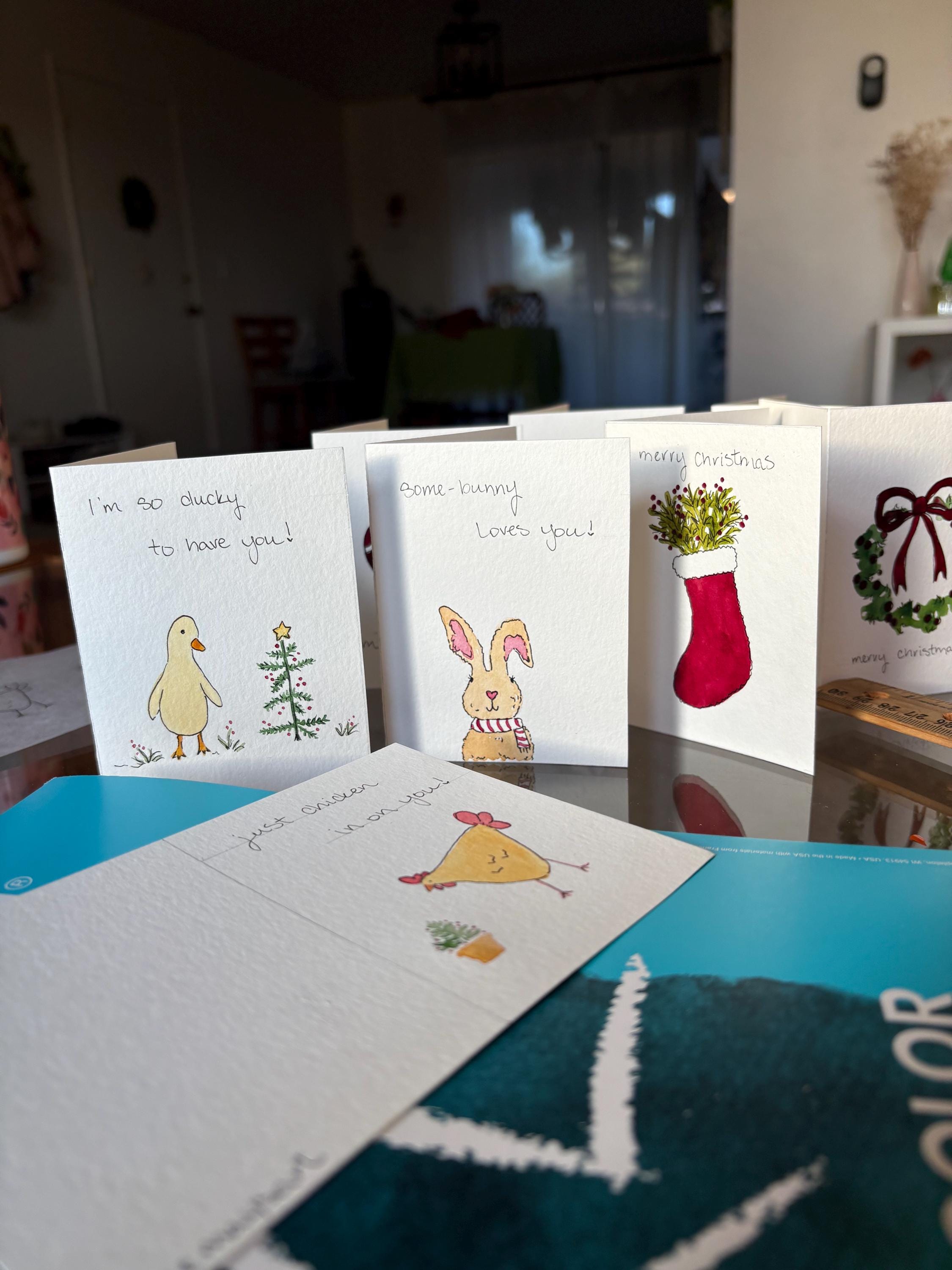 Custom Hand Painted Watercolor Cards, 4 Pack - Etsy