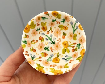 Dainty Jewelry Dish || Hand-painted Floral ||  Bridesmaid Gift