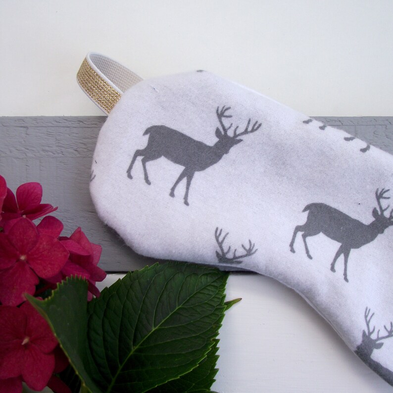 Sleep Mask White and Orange Soft Brushed Cotton Eye Mask