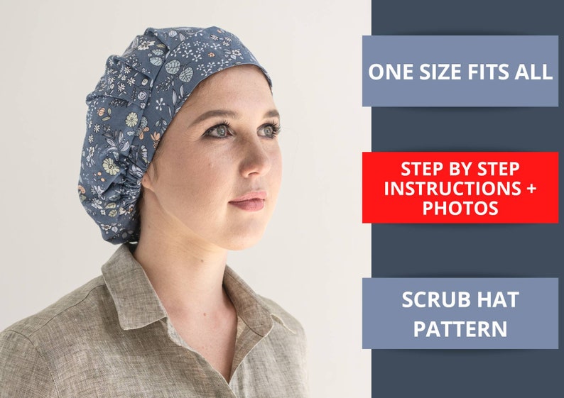 Bouffant SCRUB CAP pattern PDF surgical cap sewing | Etsy