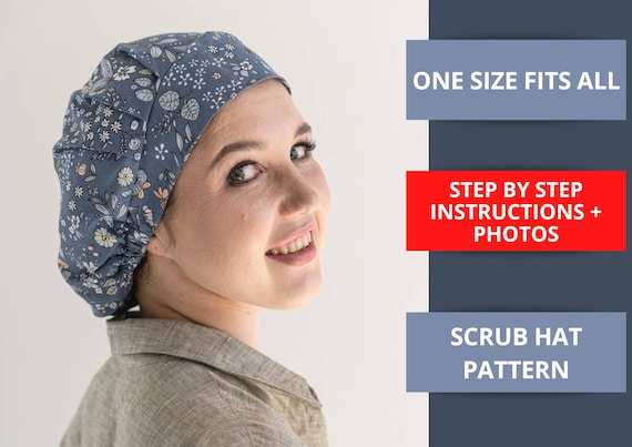 Bouffant scrub hat pattern PDF nurse head cover sewing | Etsy