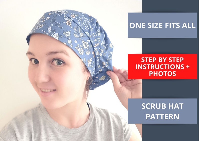 Bouffant SCRUB CAP pattern PDF surgical cap sewing Etsy