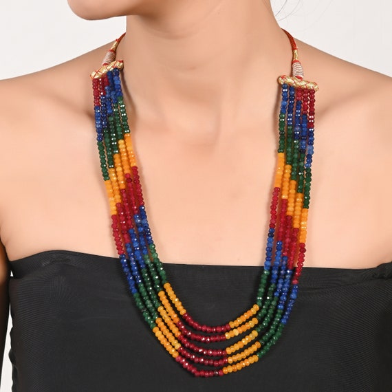 Women's Multi-Color Quartz Beaded Necklace - Multi-Color