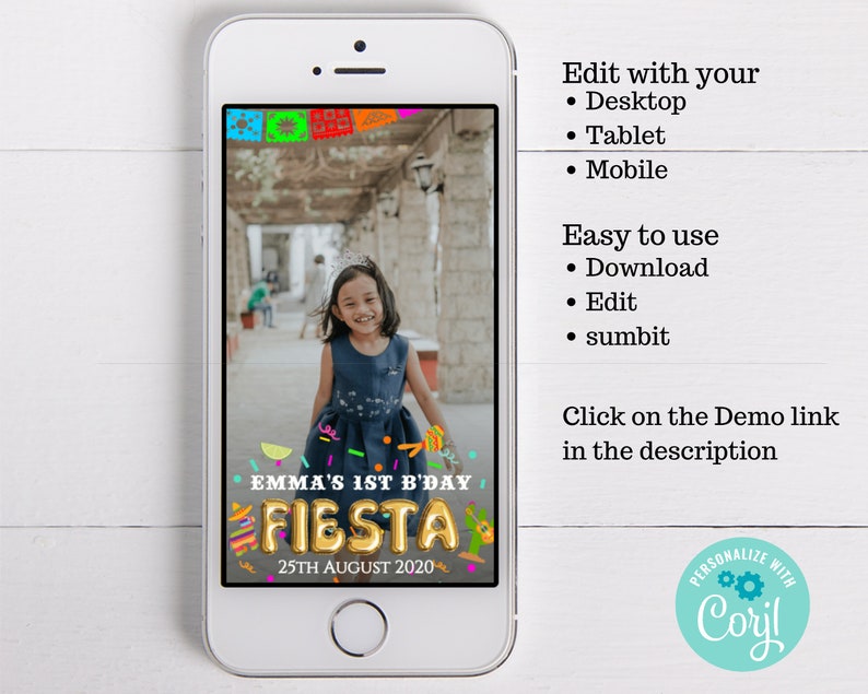 download Any Age Easy to use edit and submit today Birthday snapchat Filter fiesta Mexican design Instant download Geofilter