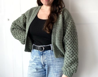 Crochet Pattern - Granny Stripe Sleeve Cardigan - Adult