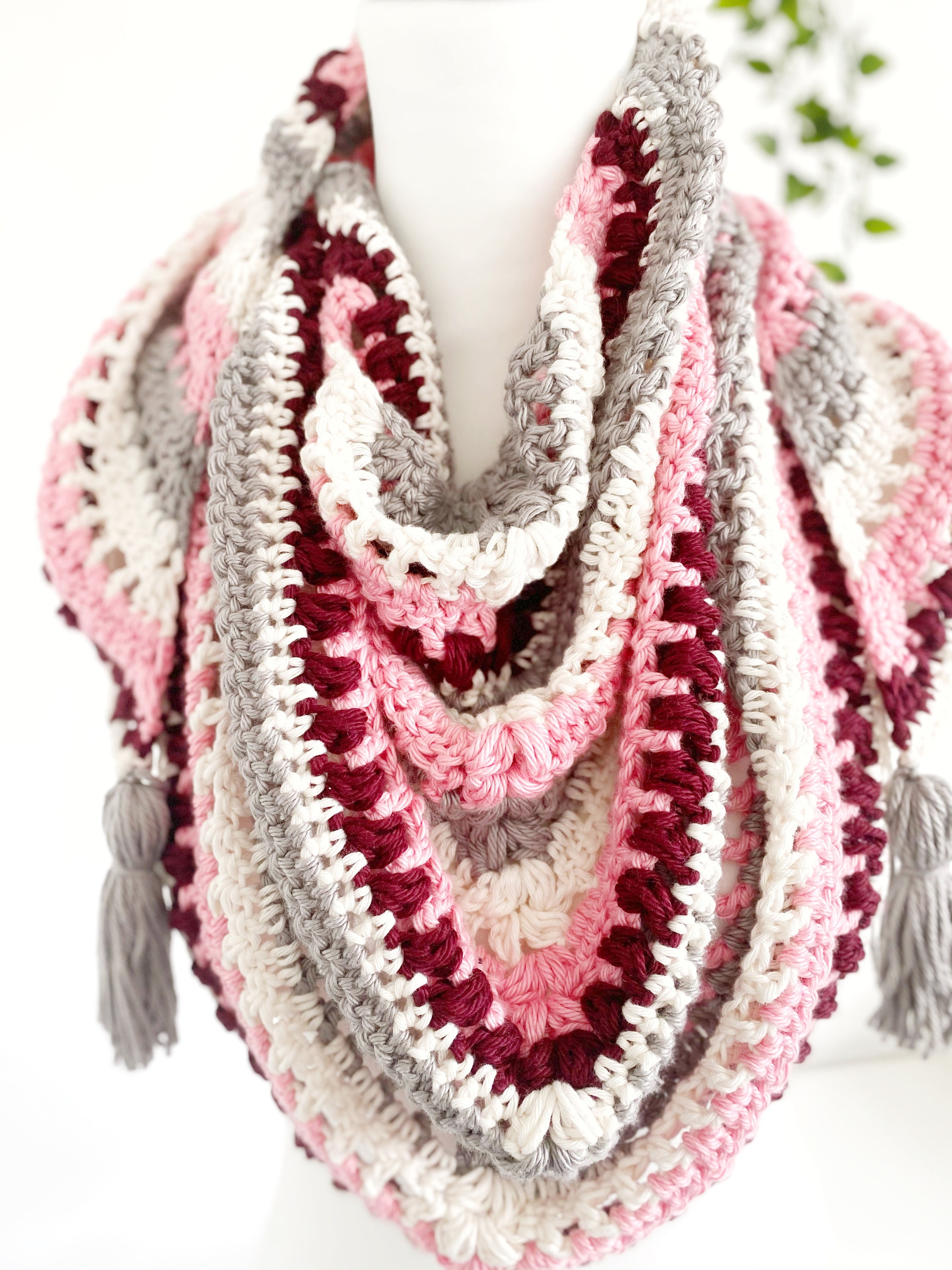 Cream Crochet Hair Scarf with Red Cherry Embroidery Cherry Bandana Crochet Pattern - Etsy main image 2