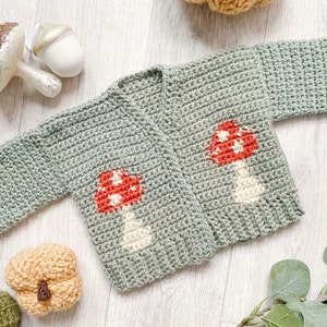 Crochet Pattern - Mushroom Cardigan - Baby & Child