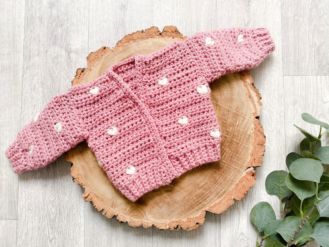 Crochet Pattern Heart Stitch Cardigan Baby