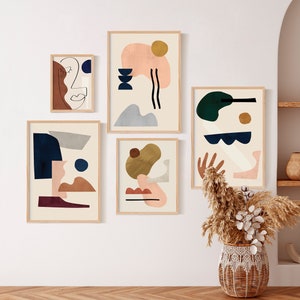 Neutral Gallery Wall Set of 5 – Minimal Wall Art for Living Room & Bedroom (Printable)