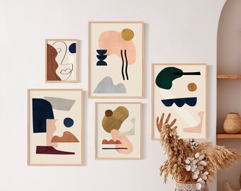 Neutral Gallery Wall Set – Minimalist Printable Poster, Simple Line Art, Modern Geometric Print