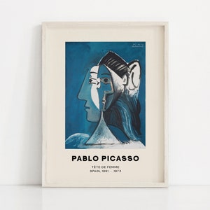 Pablo Picasso Wall Art, Woman in Blue , Tete de Femme, Wall Art, Picasso Printable, Picasso Poster, Picasso Print, Digital Download