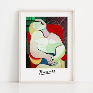 Pablo Picasso Wall Art, The Dream, Red and Yellow, Wall Art, Picasso Printable, Picasso Poster, Picasso Print, Digital Download