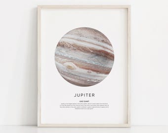 Impression d'affiche planète Jupiter – planète spatiale, décoration astronomie