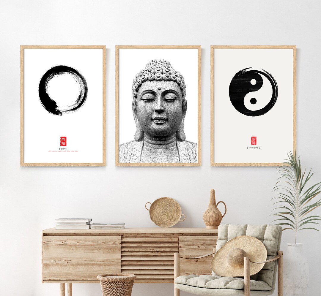 Set of 3 Zen Wall Art, Famous Art, Yin Yang Poster,buddha Poster, Enso