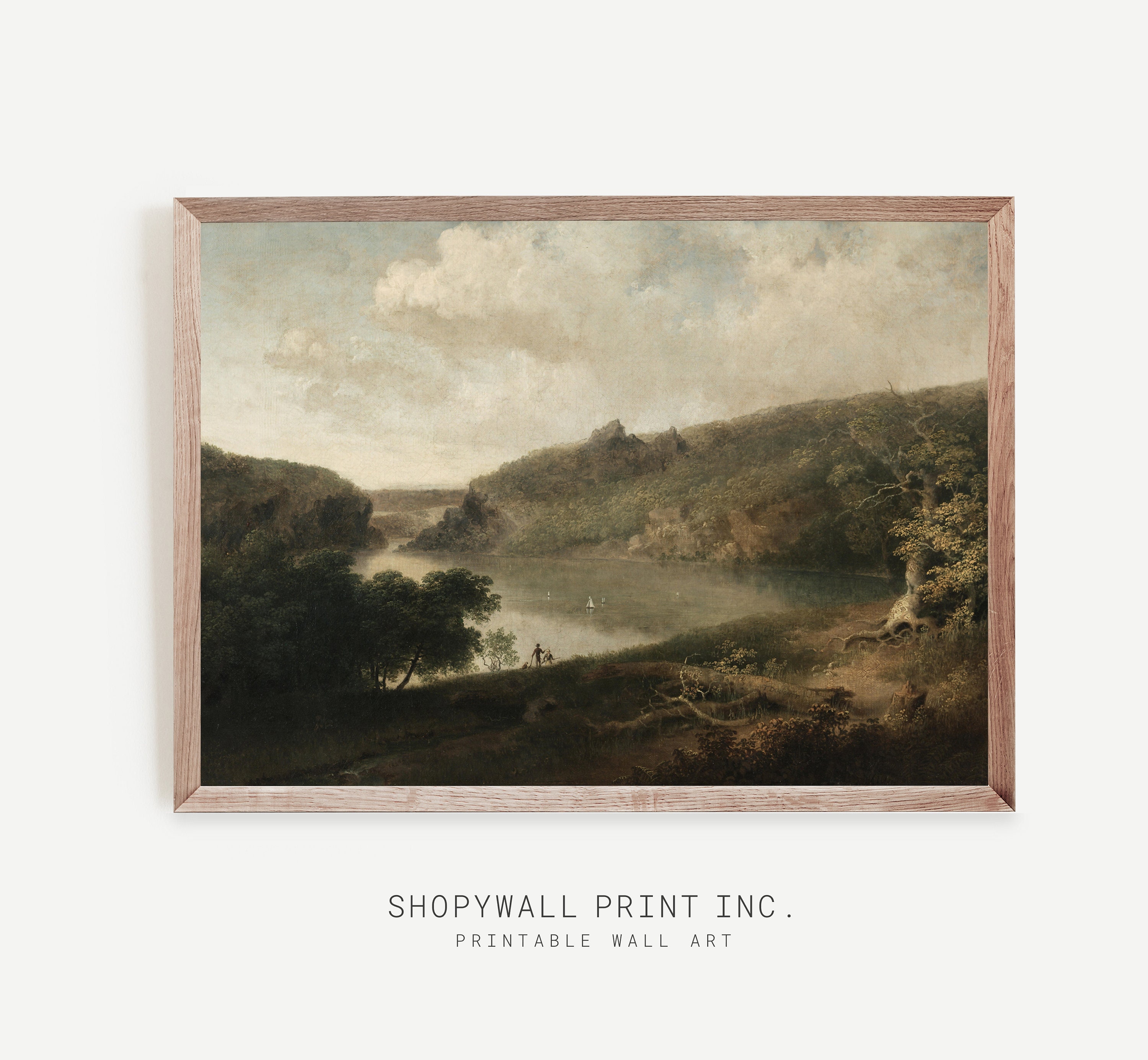 Vintage Rustic Printable Lake House Decor and Antique Oil Painting with Farmhouse Vibes, Famous Painter Painting