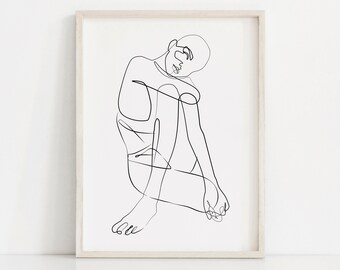 Line drawing print, Woman line art, Line art, Woman body print, Line poster, Boho art, Line sketch, Digital Download