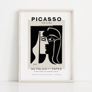 Picasso The Kiss Exhibition Art Print, Pablo Picasso Print, Picasso Poster, Black Picasso Print, Picasso Wall Art, Picasso Art Work