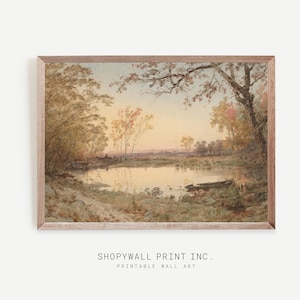 Vintage herfstlandschap - rustieke muurkunst voor boerderijdecor, beroemd schilderschilderij