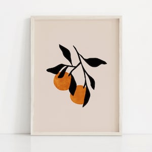 Mid Century Modern Art Decor, Orange Wall Art Printable Moon Wall Art, Boho Decor, Digital Download