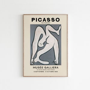 Pablo Picasso Wall Art, Akrobata, Czarno-biały, Sztuka ścienna, Picasso Printable, Picasso Poster, Picasso Print, Digital Download