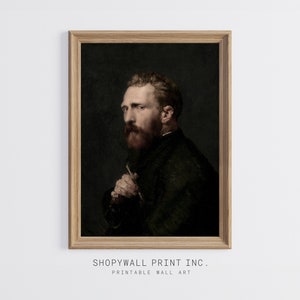 Moody Portrait Print - Vintage Oil Dark Man, Dark Academia Decor, Printable Art, Shopywall Prints, Famous Painter Painting