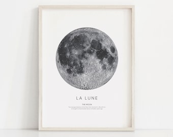 Moon, Moon Print, Moon Wall Art, Moon Poster, La Luna, Moon Pictures, Moon Poster, Digital download.