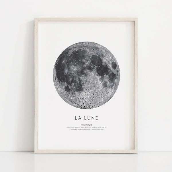 Moon, Moon Print, Moon Wall Art, Moon Poster, La Luna, Moon Pictures, Moon Poster, Digital download.