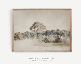 Antique Rustic Muted Landscape Painting - Vintage Neutral Wall Art, Digital Download, Famous Painter Painting